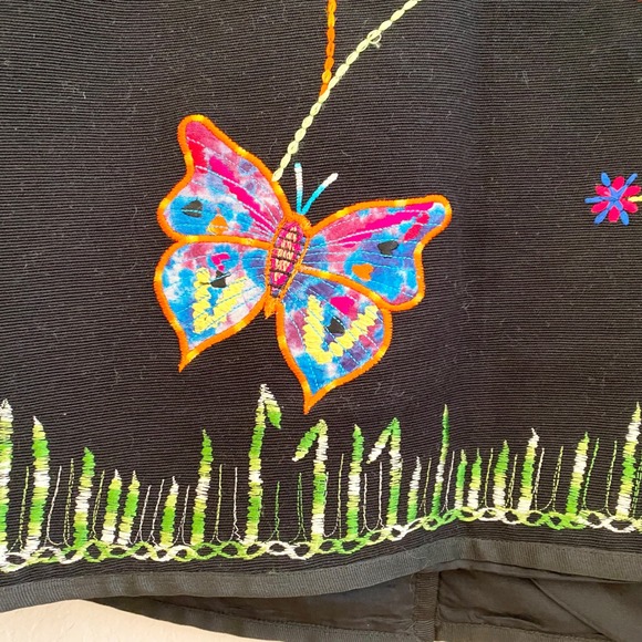 DRAPERS & DAMONS Black Embroidered Butterfly Jacket Petite Large Lined‎ - Picture 9 of 11